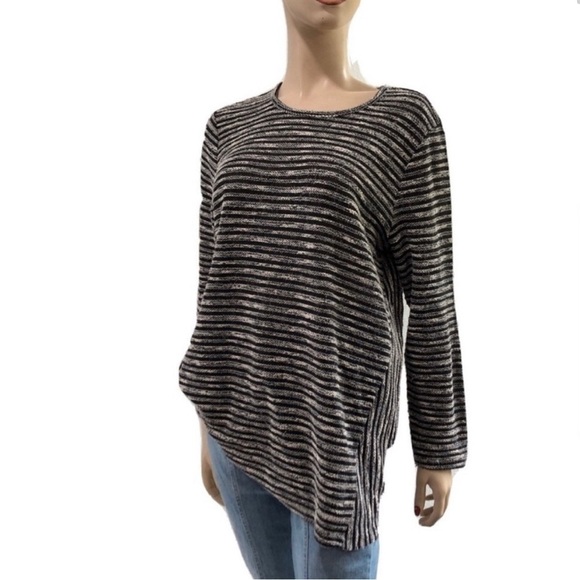 j.jill knit black & white stripes long sleeves sweatshirt - Picture 3 of 16